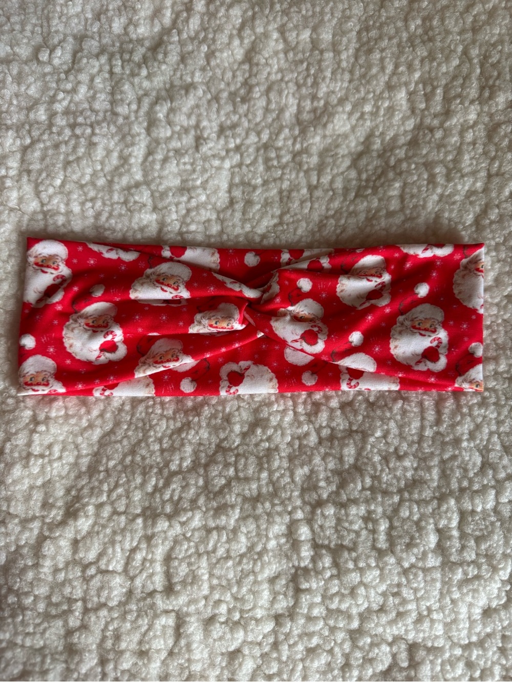 Brand New Handmade Jersey knit fabric Red and white Santa Claus headband